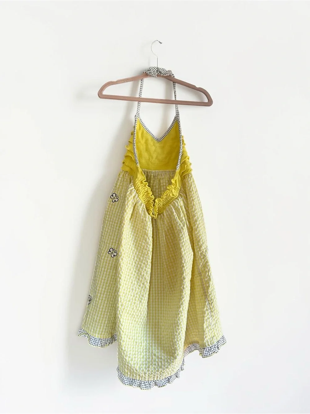 Jenny & Me Girls Size 5 Yellow Gingham Bee Embroidered Ruffle Dress